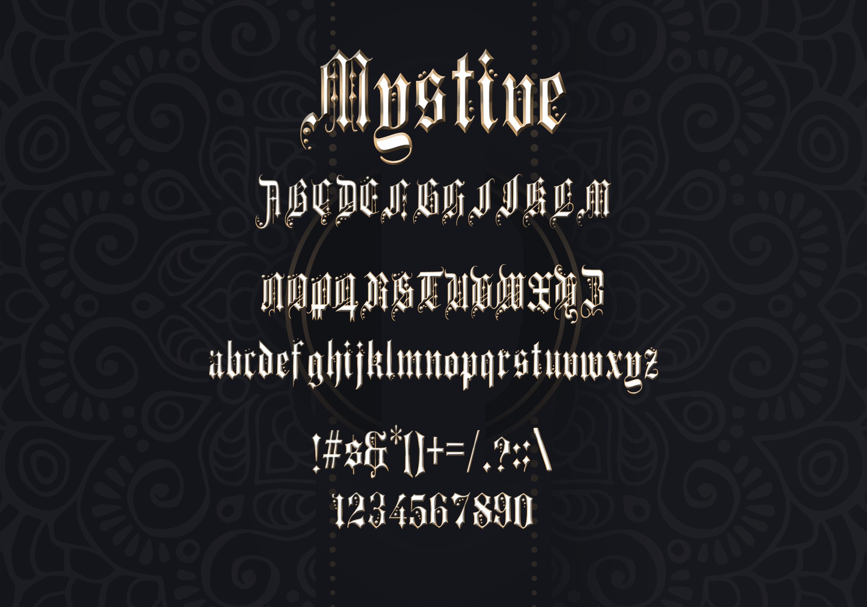 Mystive Blackletter Font preview image.