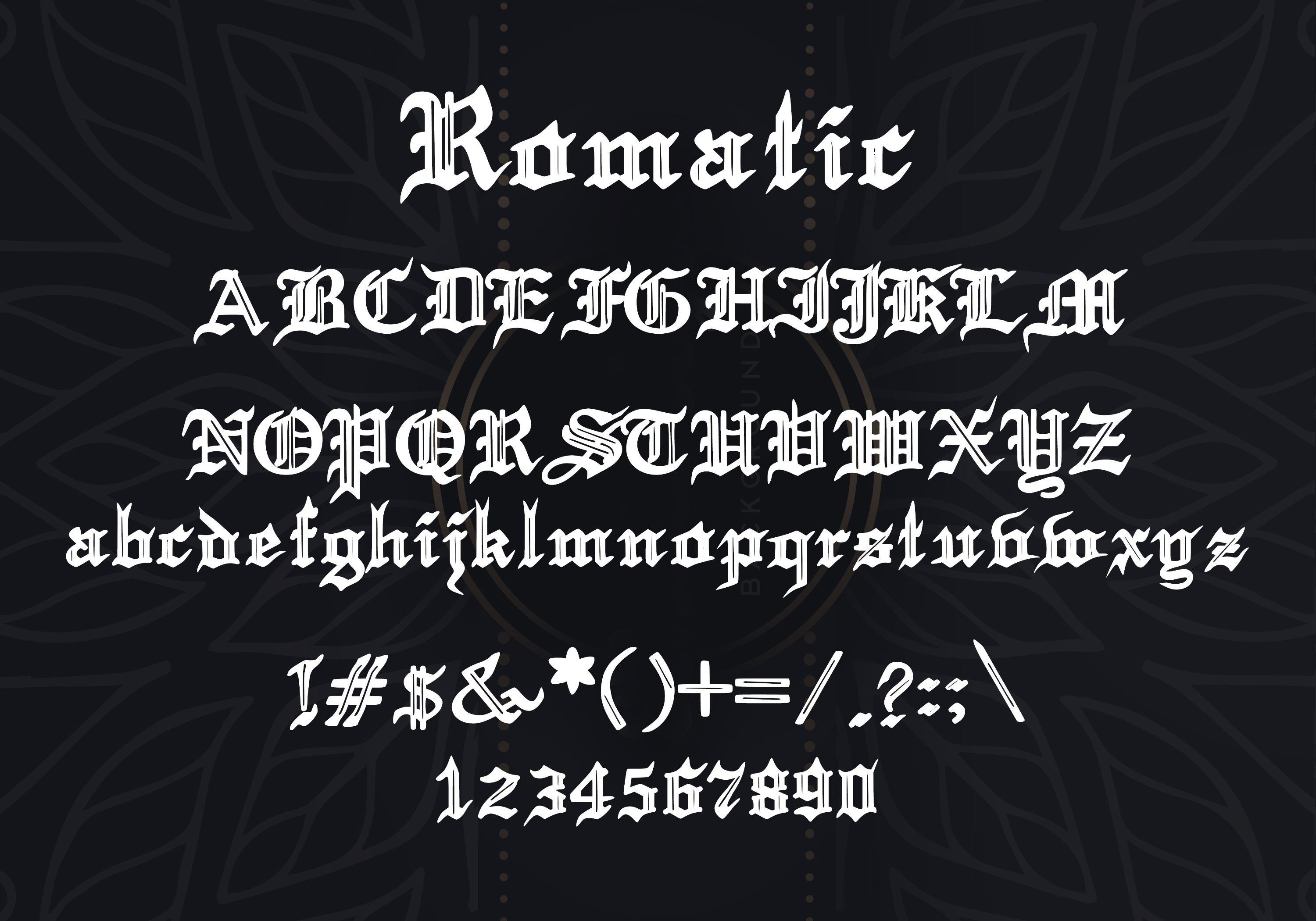 Romatic Blackletter Font preview image.