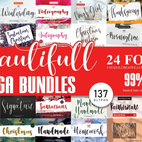 Beautifull Mega Bundles Font cover image.