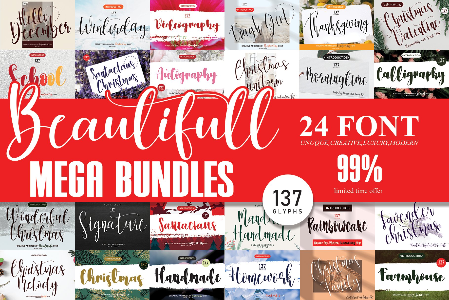 Beautifull Mega Bundles Font cover image.