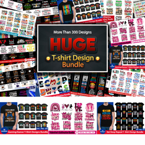 Huge T-shirt Design Bundle More than 300 Designs cover image.