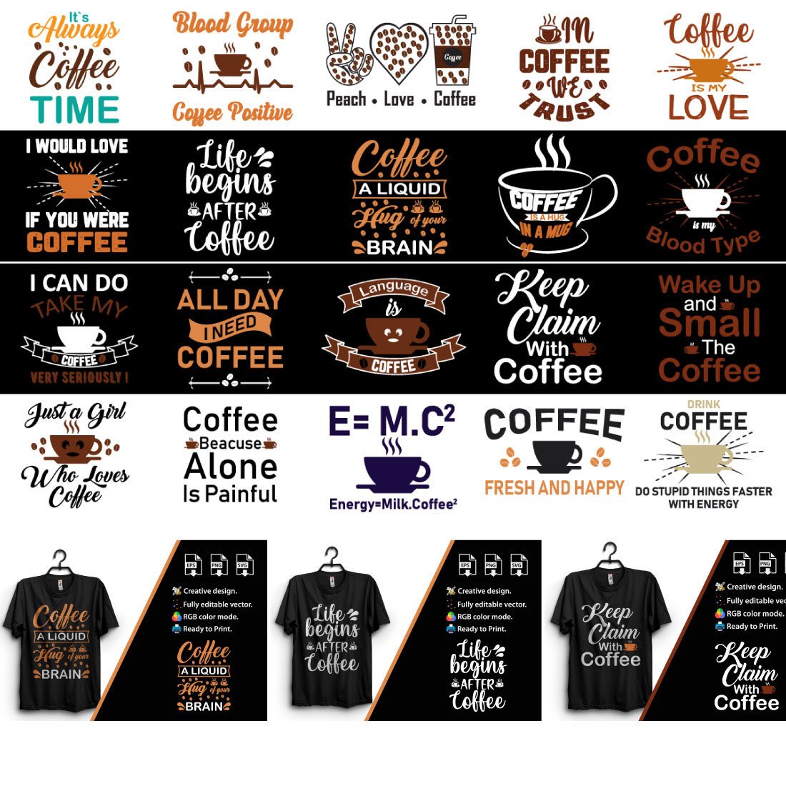 Coffee Quotes Svg Bundle 20 Design preview image.