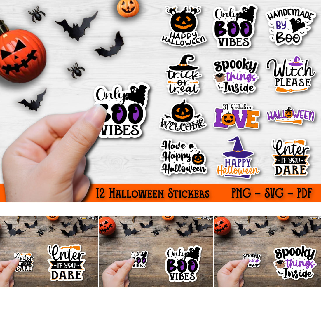 Halloween Sticker Bundle 12 Stickers cover image.