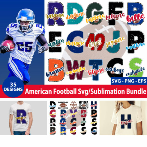American Football Sublimation Bundle / NFL T-Shirt Design cover image.