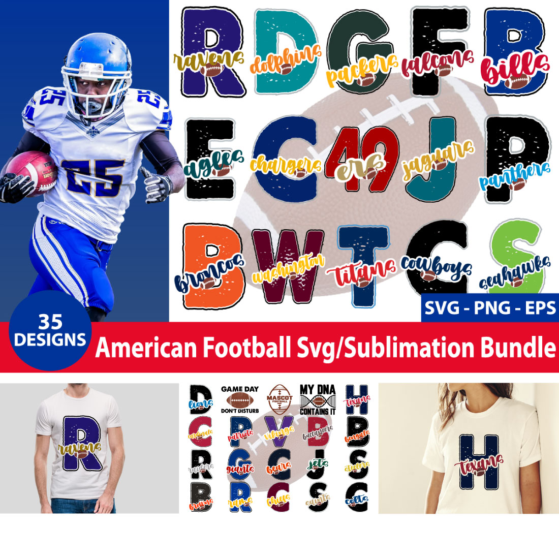 American Football Sublimation Bundle / NFL T-Shirt Design