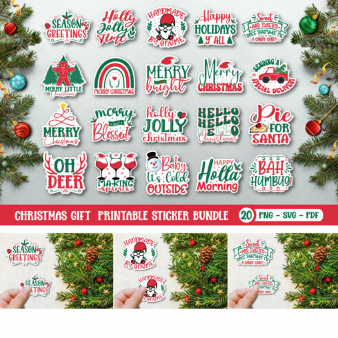 Christmas Printable Stickers Bundle 20 Designs cover image.