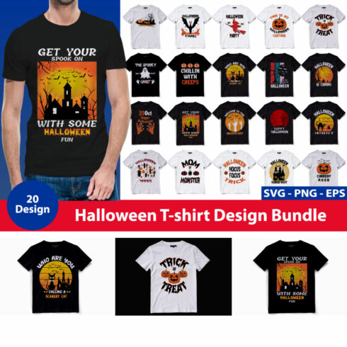 Halloween T-shirt Design Bundle 20 Desiogn cover image.