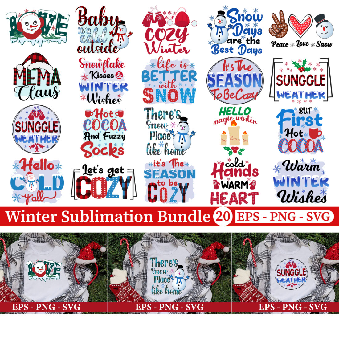 Winter Sublimation Bundle 20 Designs cover image.