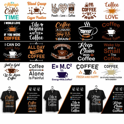 Coffee Quotes Svg Bundle 20 Design cover image.
