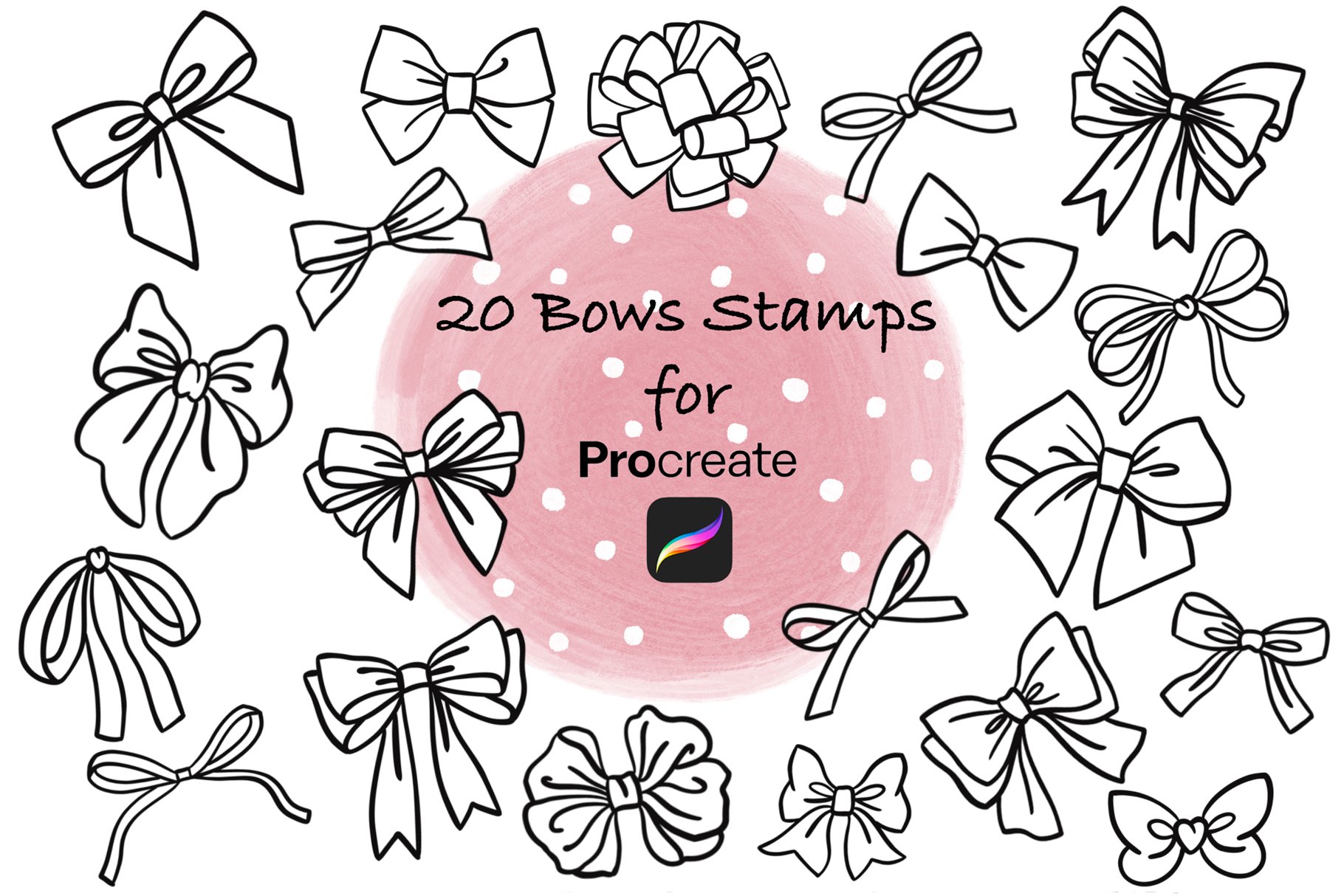 20 Bows Procreate Brushes Stampscover image.