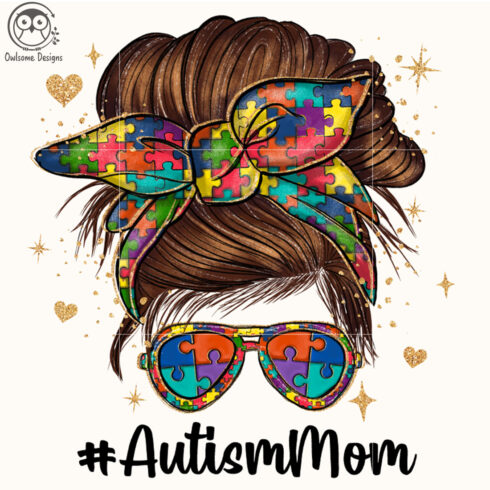Messy Bun Autism Mom PNG Sublimation cover image.