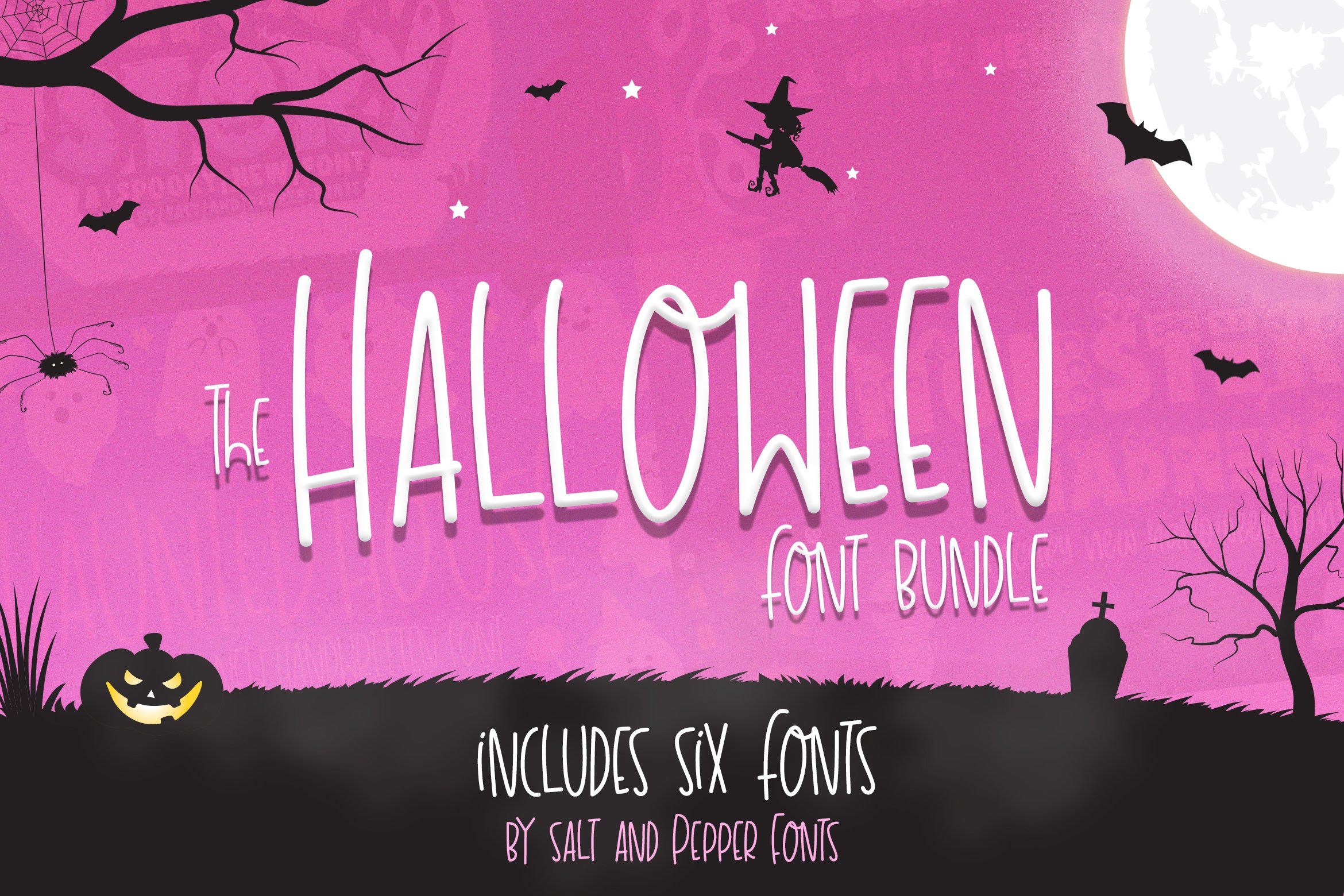 The Halloween Font Bundle (6 Fonts) cover image.