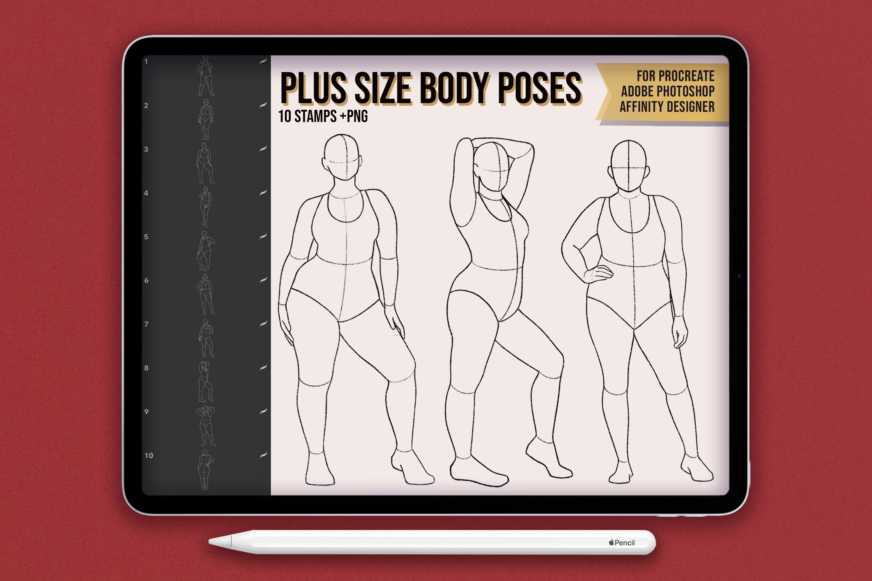50+ Male and Female Body Poses Stamps for Procreate