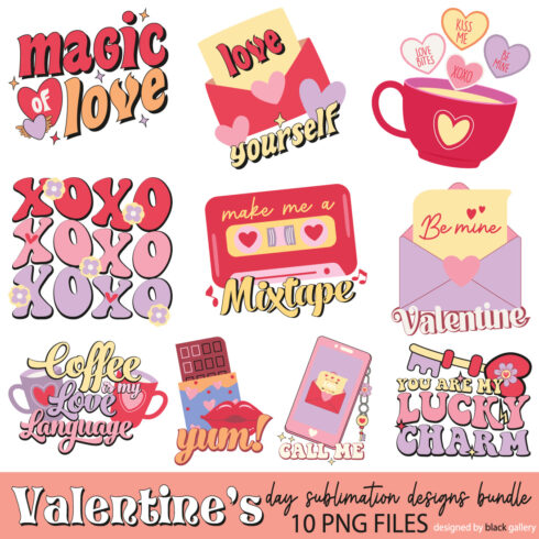 Retro Valentines Day PNG Bundle cover image.