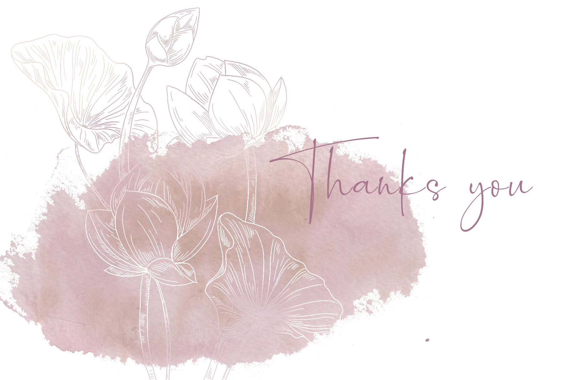 Thank you card with flowers on a white background.