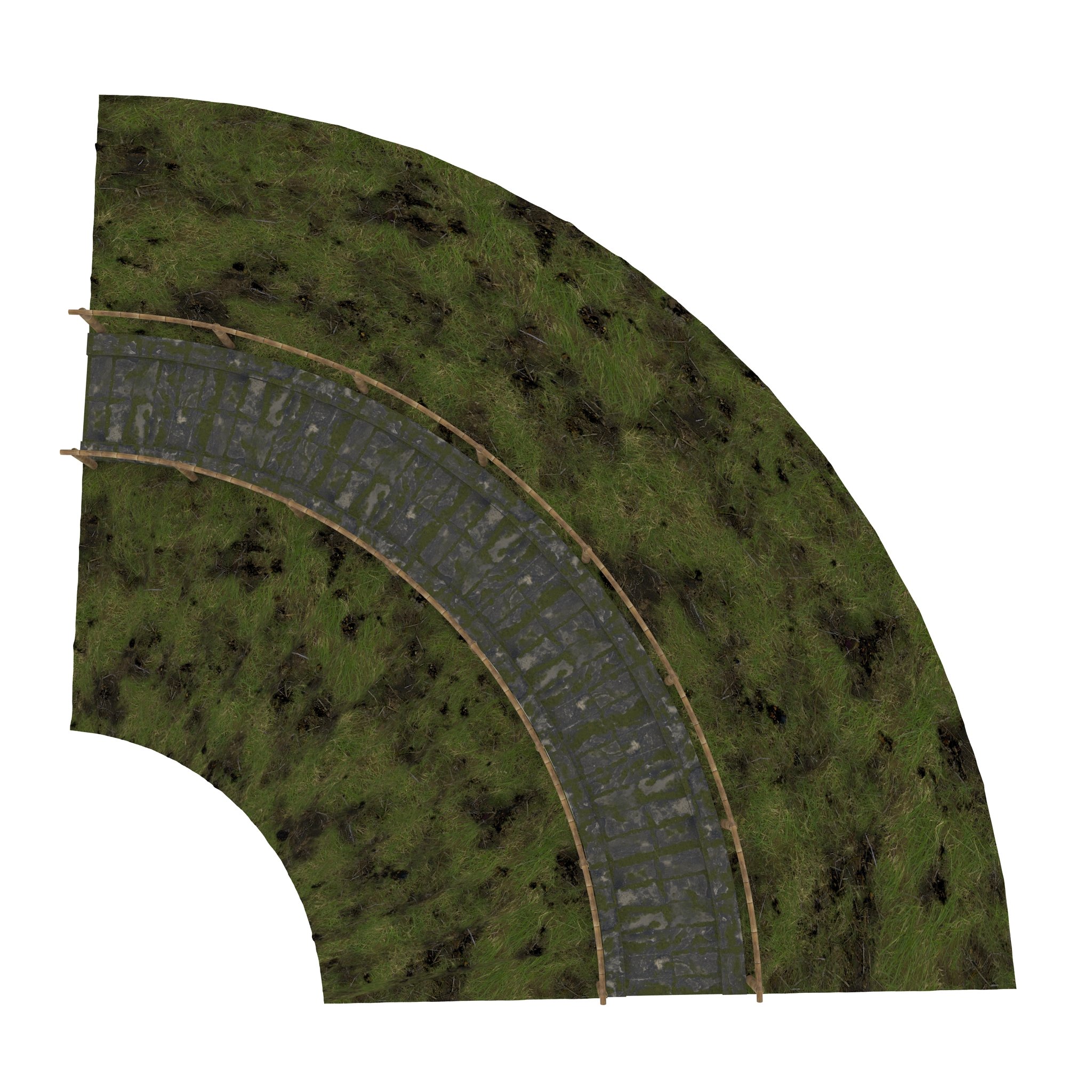 Computer generated image of a curved road.