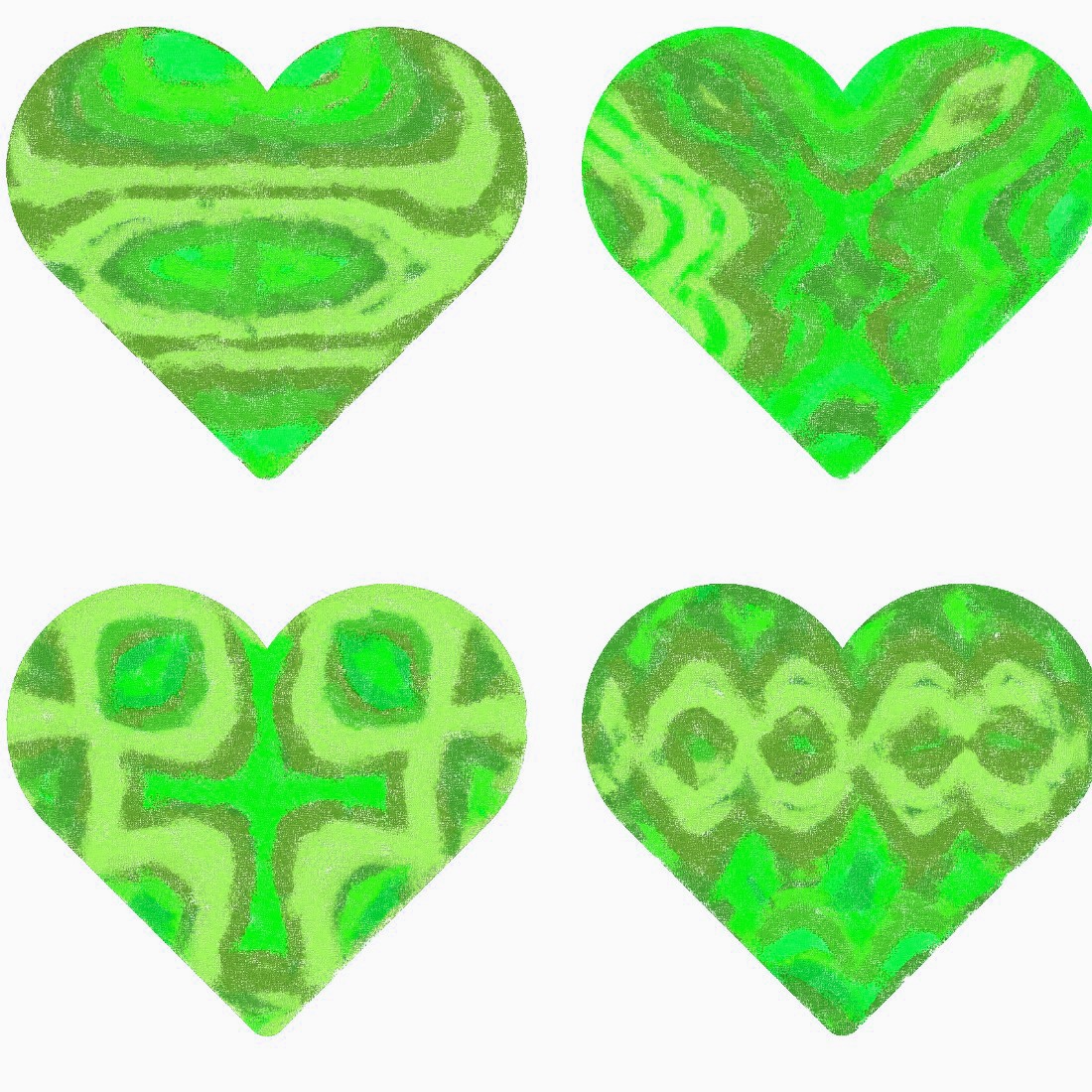 Lime Green Valentine Heart Cutouts Geometric Water Color preview image.