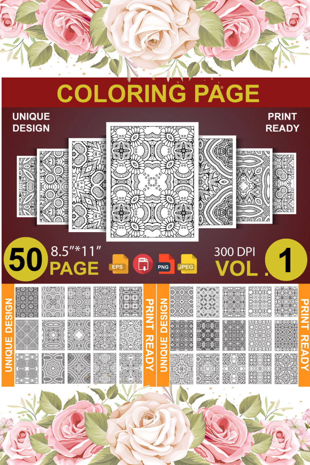 Mandala Coloring Pages pinterest preview image.