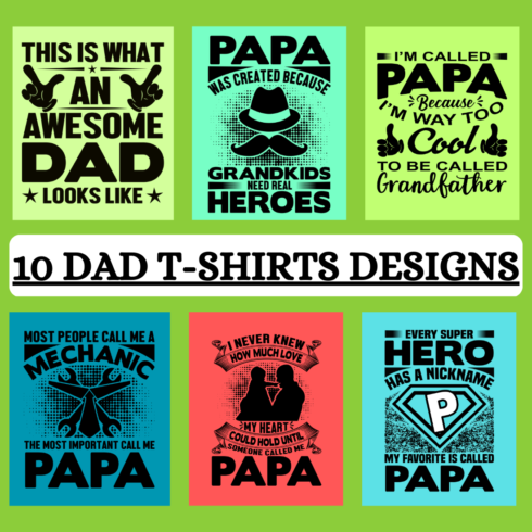 Dad T-Shirt Design Bundle Best Trendy T-Shirt cover image.