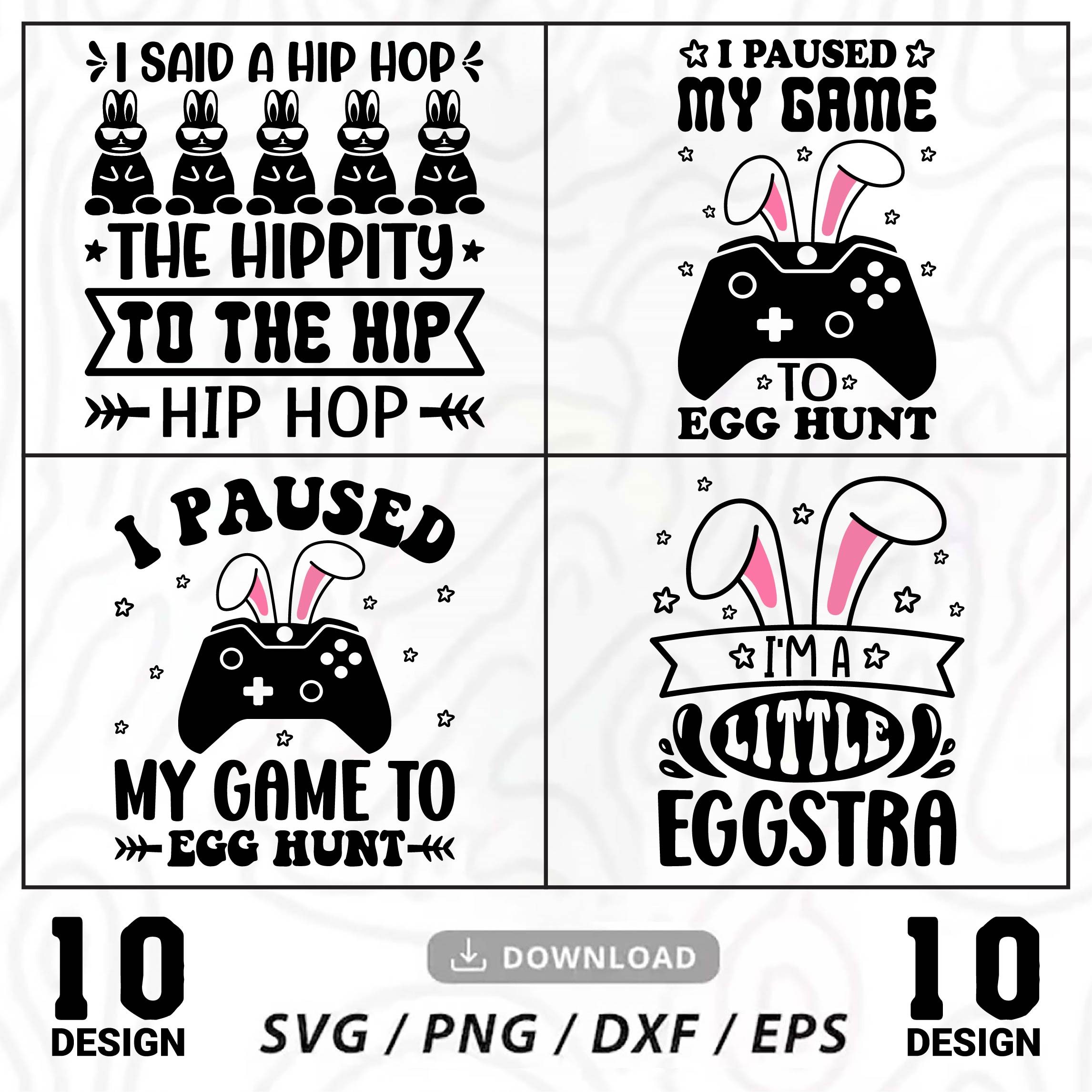 10 Happy Easter Day Svg T-Shirt Design Bundle, Easter Quotes Svg, Happy Easter Day Svg, Easter Bunny Svg preview image.