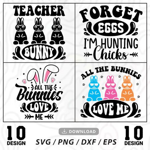 10 Happy Easter Day Svg T-Shirt Design Bundle, Easter Quotes Svg, Happy Easter Day Svg, Easter Bunny Svg cover image.