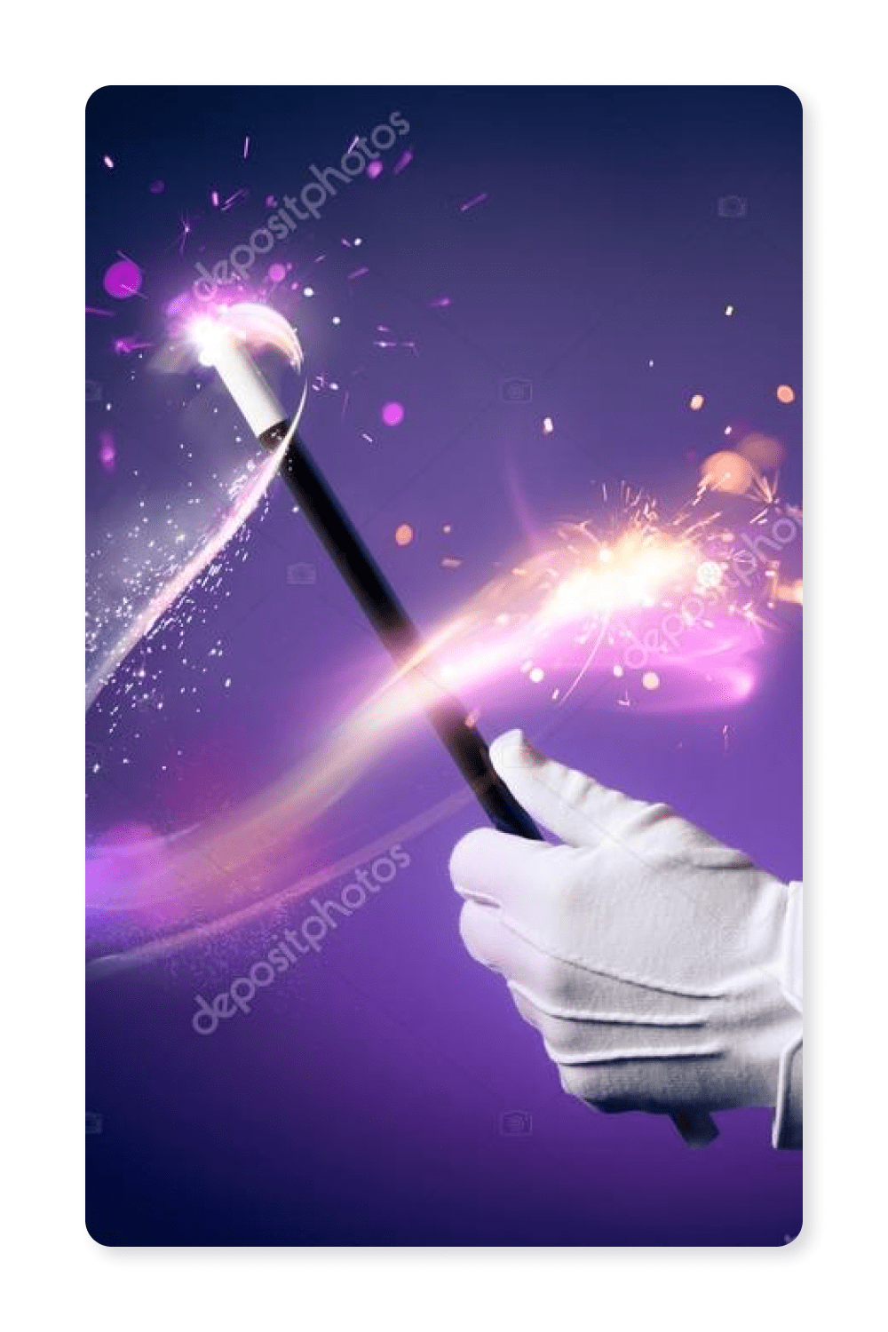 Photo of Fakir's hand with a magic wand.