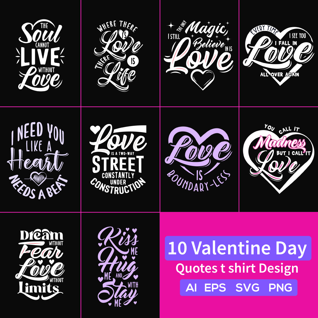 10 Love-Inspired Typography T Shirt Designs The Perfect Valentines Day Gift Bundle preview image.