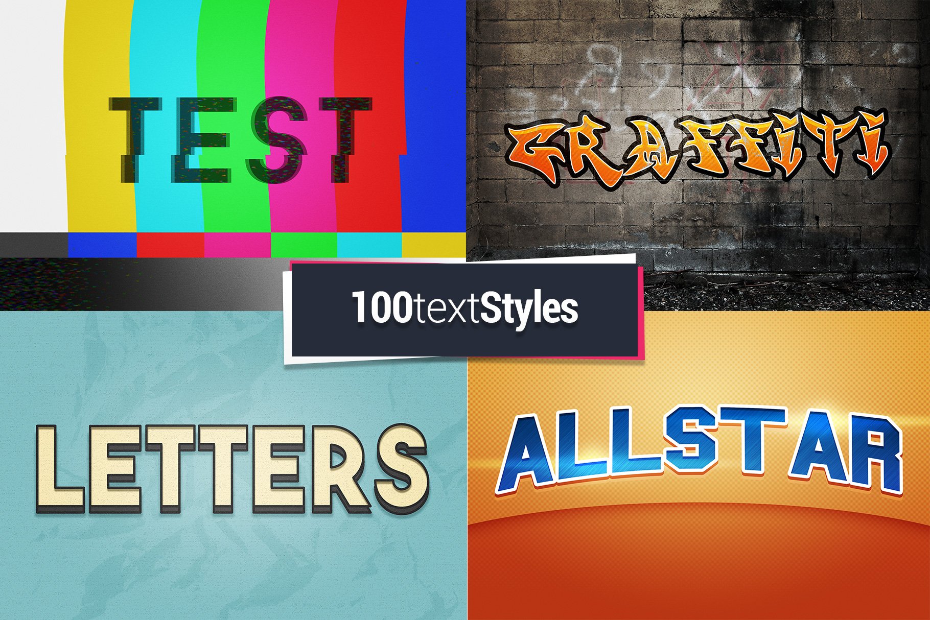 100 Text Styles PSD Effects Bundlepreview image.