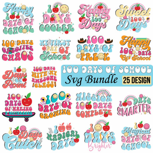 100 Days of School SVG Bundle cover image.