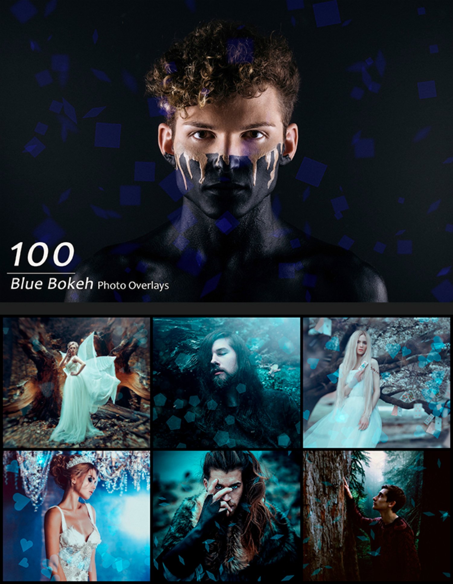 100 Blue Bokeh Photo Overlayscover image.