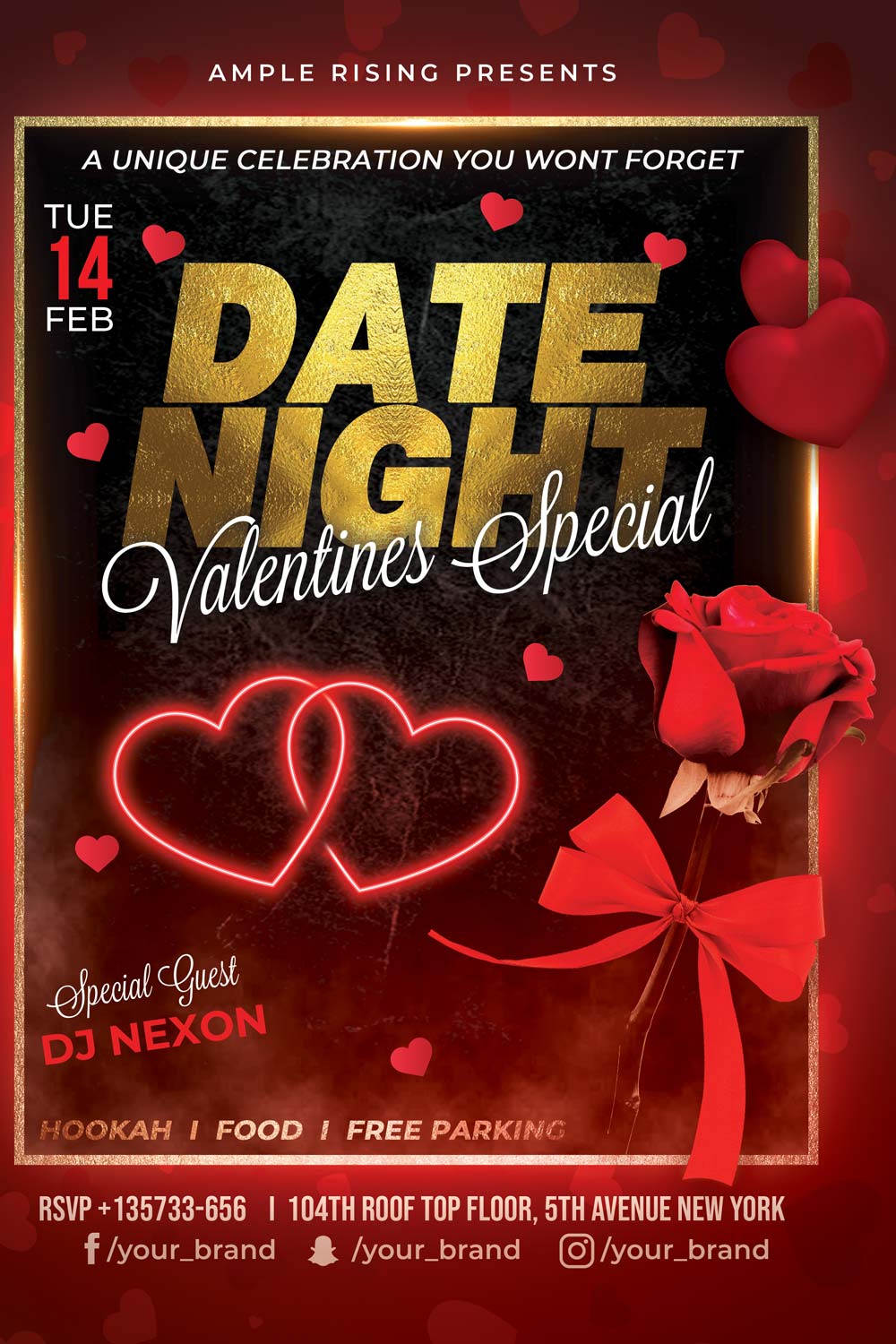 Happy Valentines Day Flyer Template pinterest preview image.