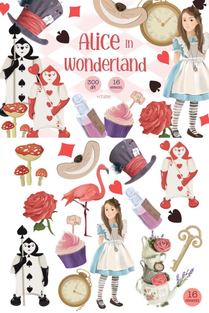 Alice In Wonderland Clipart Set - MasterBundles