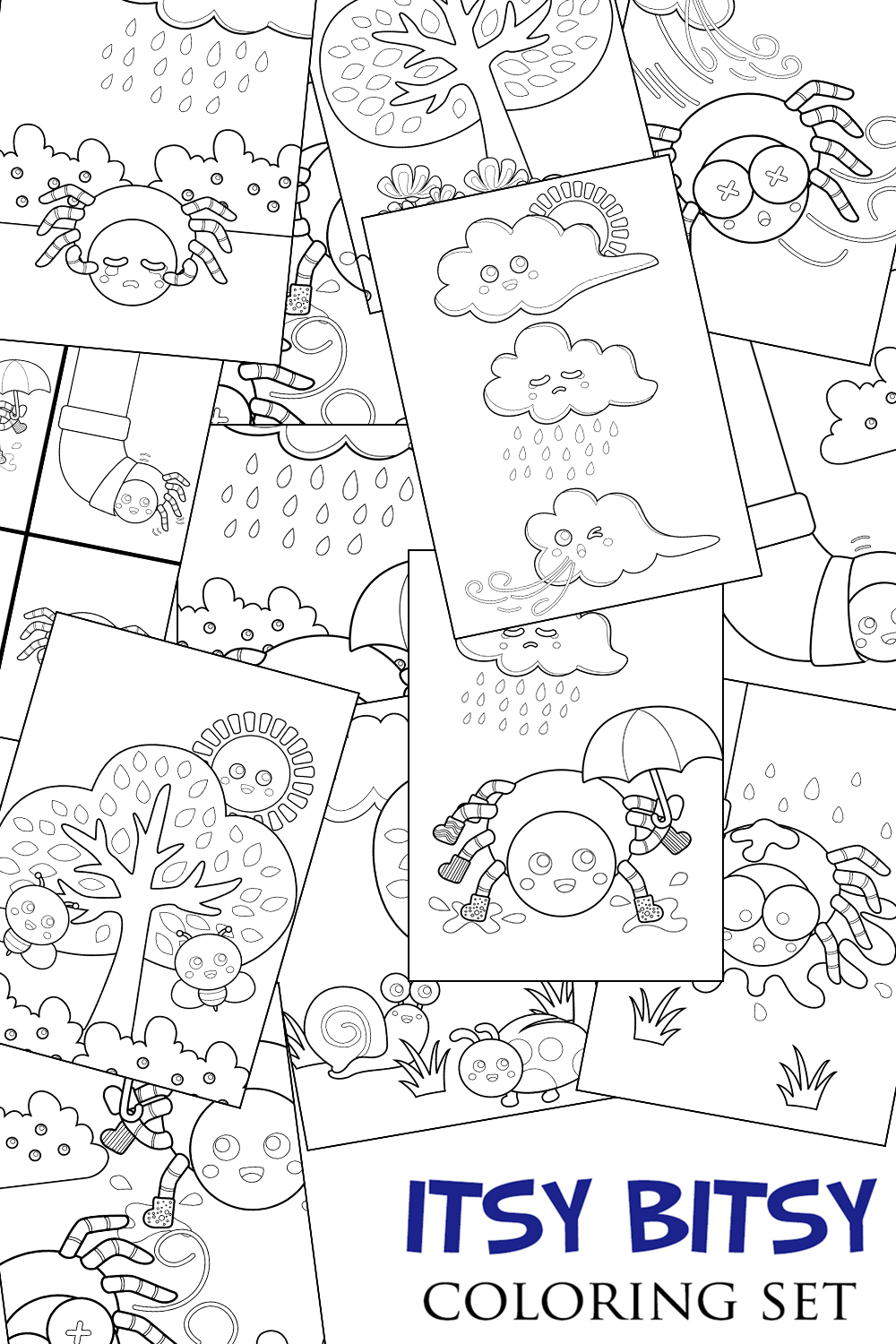 Itsy Bitsy Spider Kids Bedtime Story Classic Rhymes Coloring Pages Activity For Kids And Adult pinterest preview image.