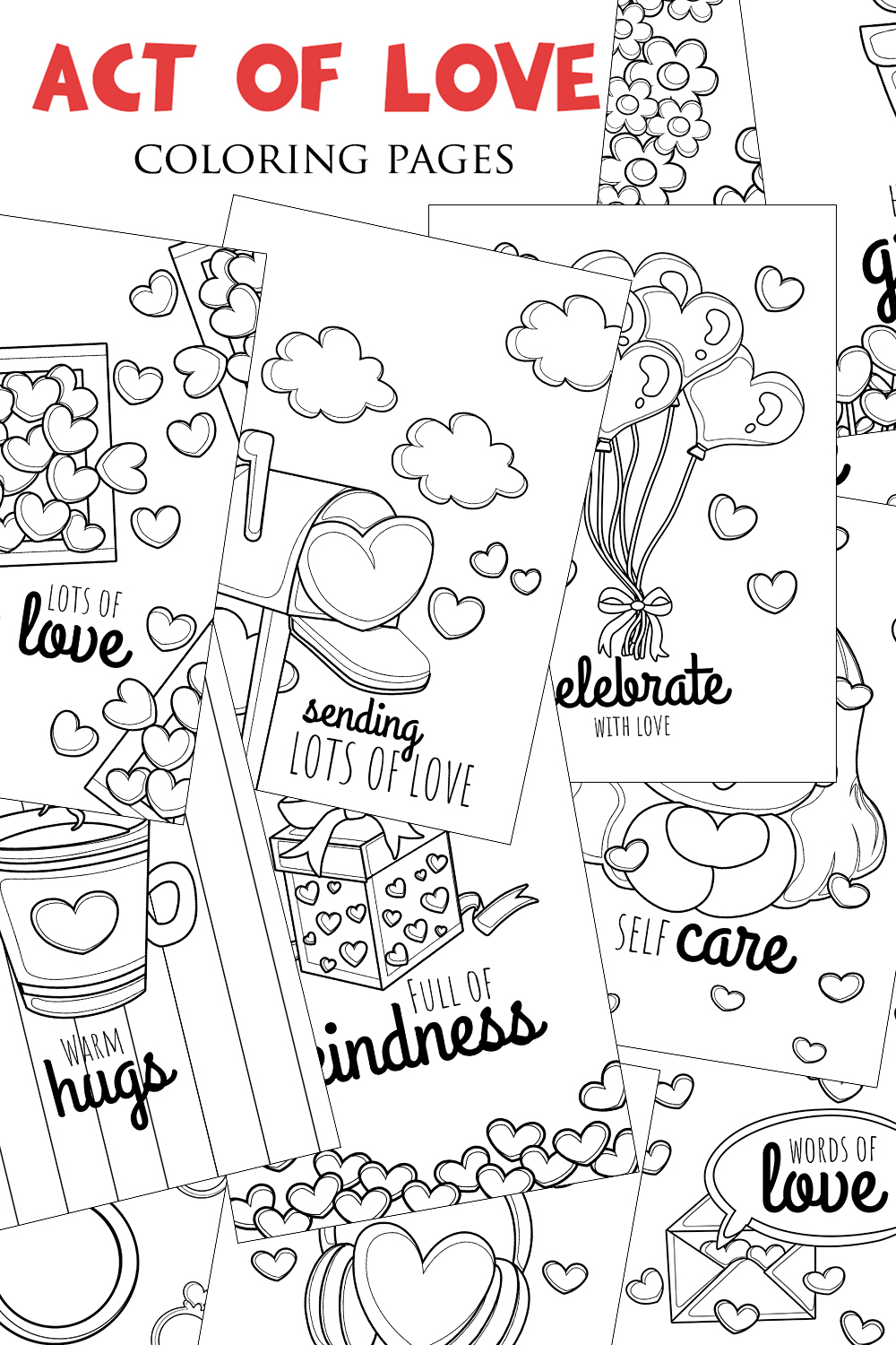 Act of Love Valentine Coloring Pages Activity For Kids And Adult pinterest preview image.