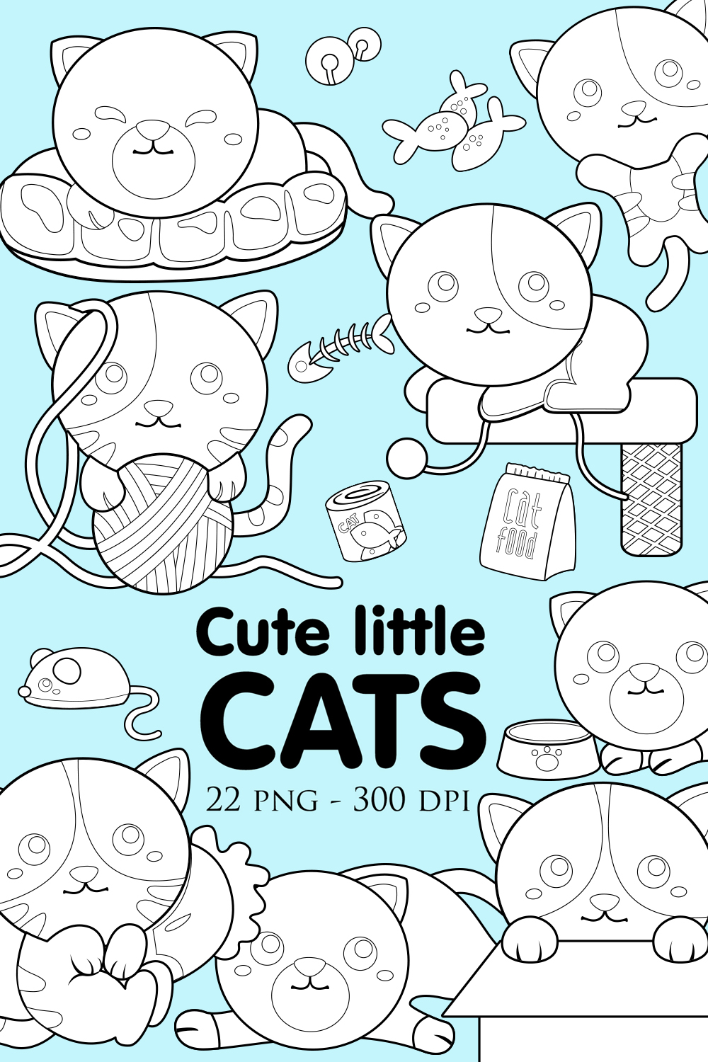 Cute Cat Animal Scrapbook Digital Stamp pinterest preview image.