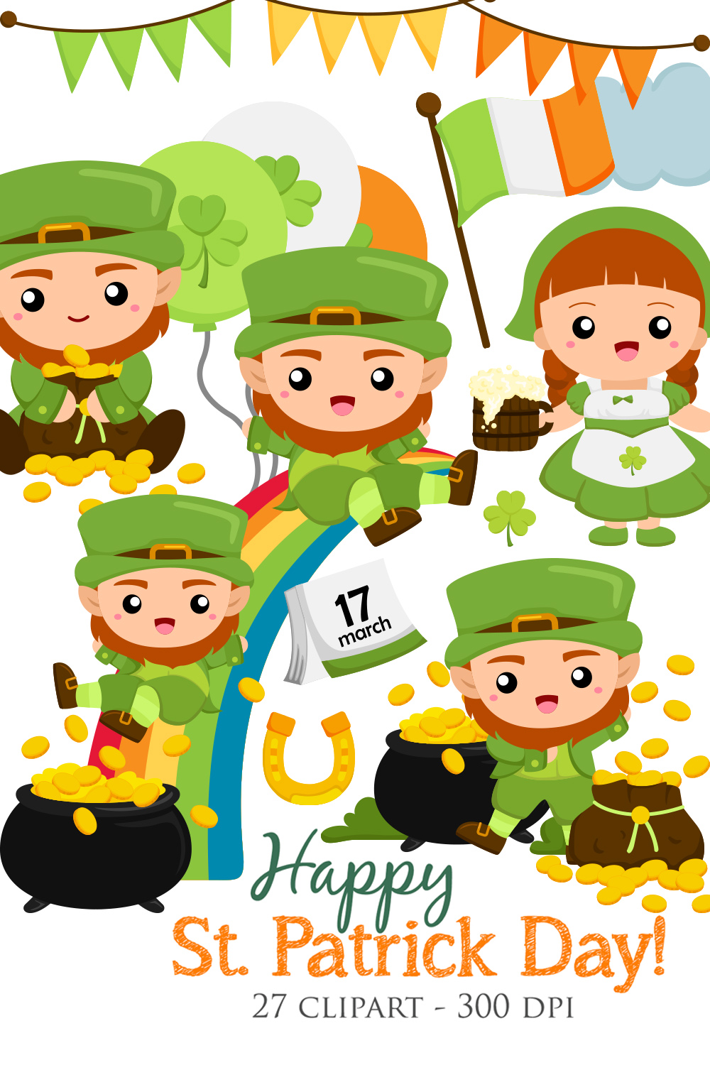 St Patrick Holiday Irish Vector Clipart Illustrations pinterest preview image.