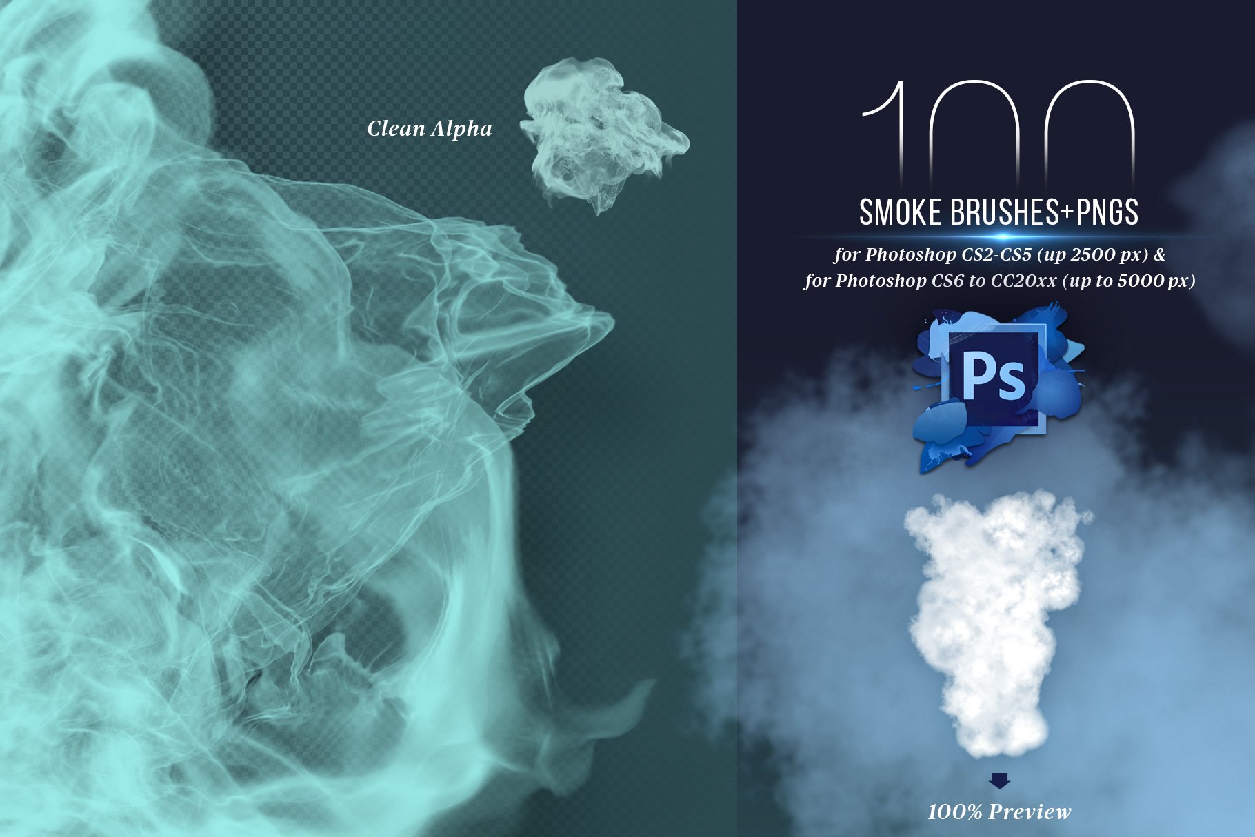 100 smoke brushes for photoshop and pngs preview 03 819