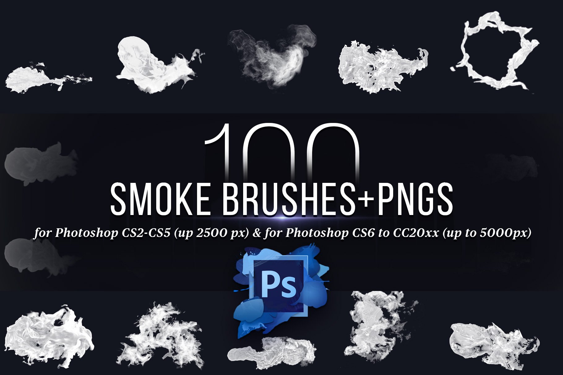 100 smoke brushes for photoshop and pngs preview 04 885