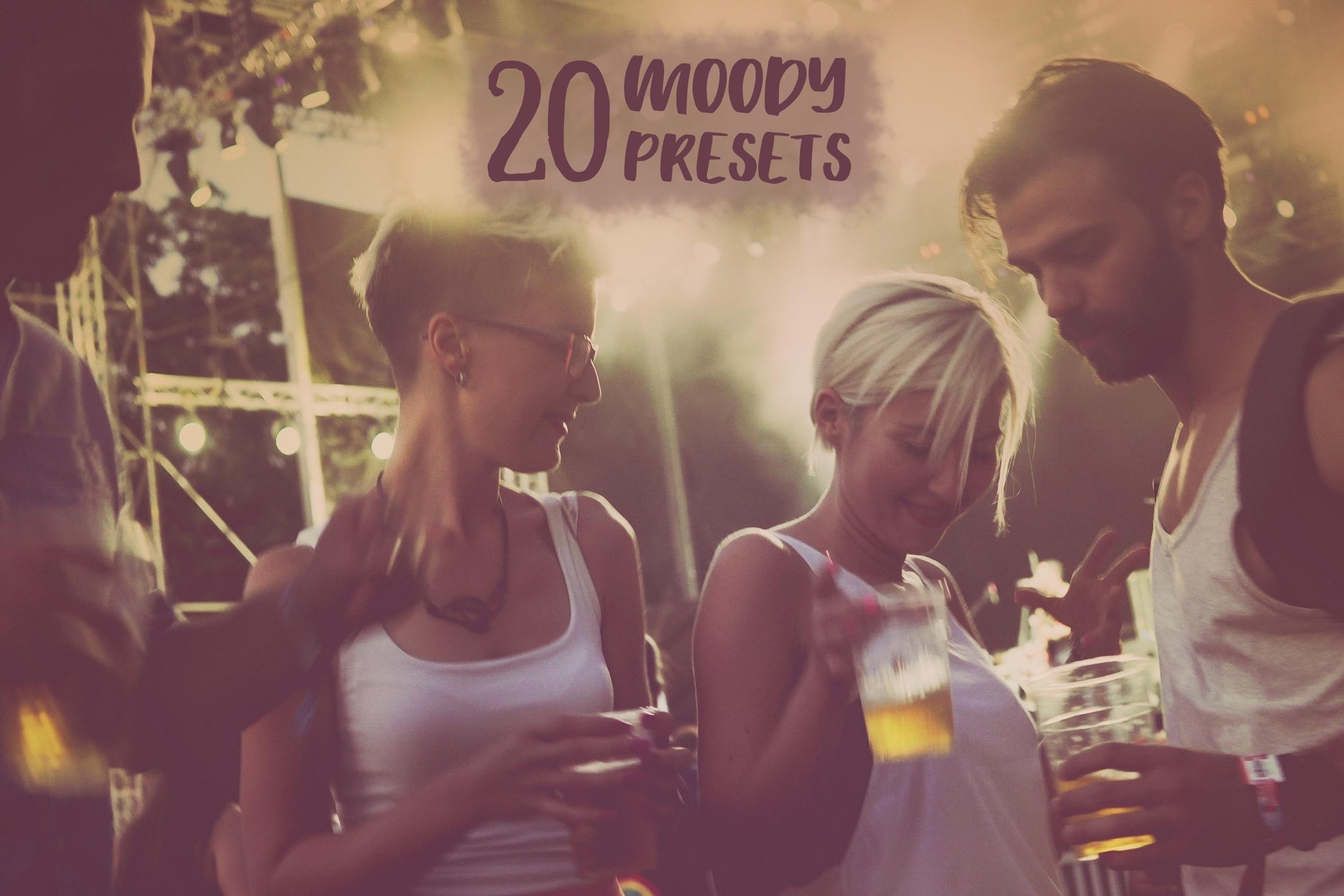 20 Moody Lightroom Presets Packcover image.