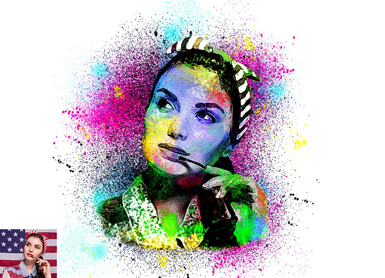 Face Painting Art Photoshop Actionpreview image.