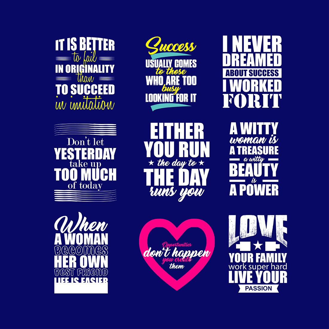 Typography Motivational quotes tshirt design preview image.