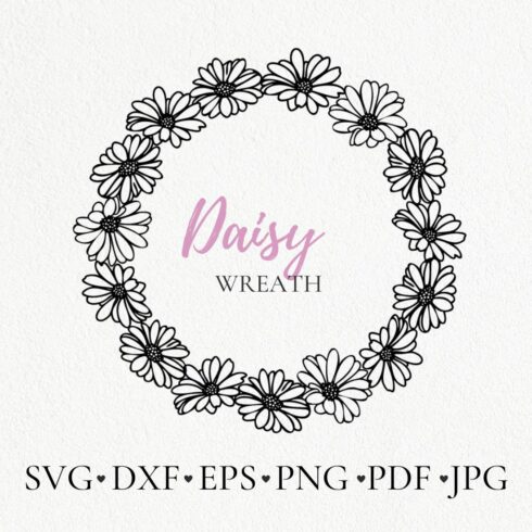 Daisy circle wreath svg cut file cover image.