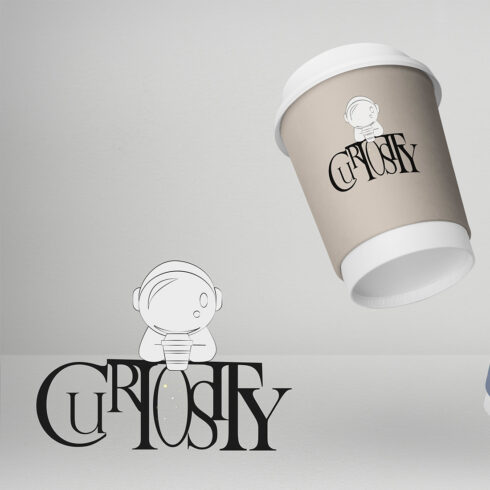 Space coffee curiosity vector logo gray cover image.