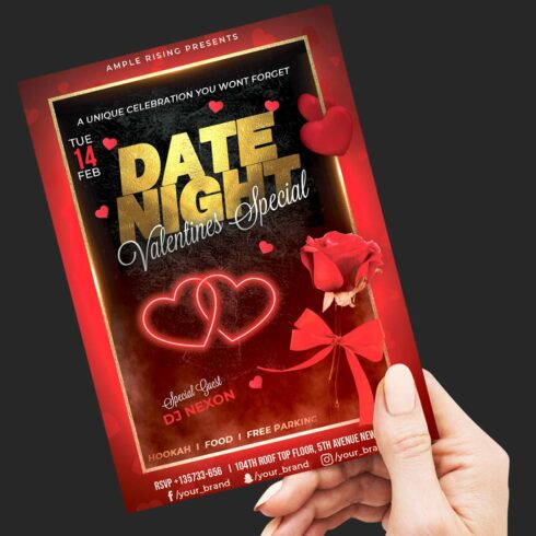 Happy Valentines Day Flyer Template cover image.
