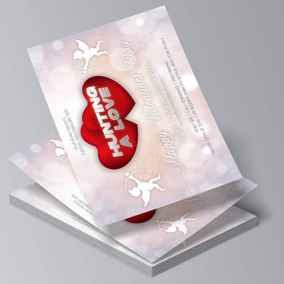 Valentines Day Invitation Flyer or Greetings Card preview image.