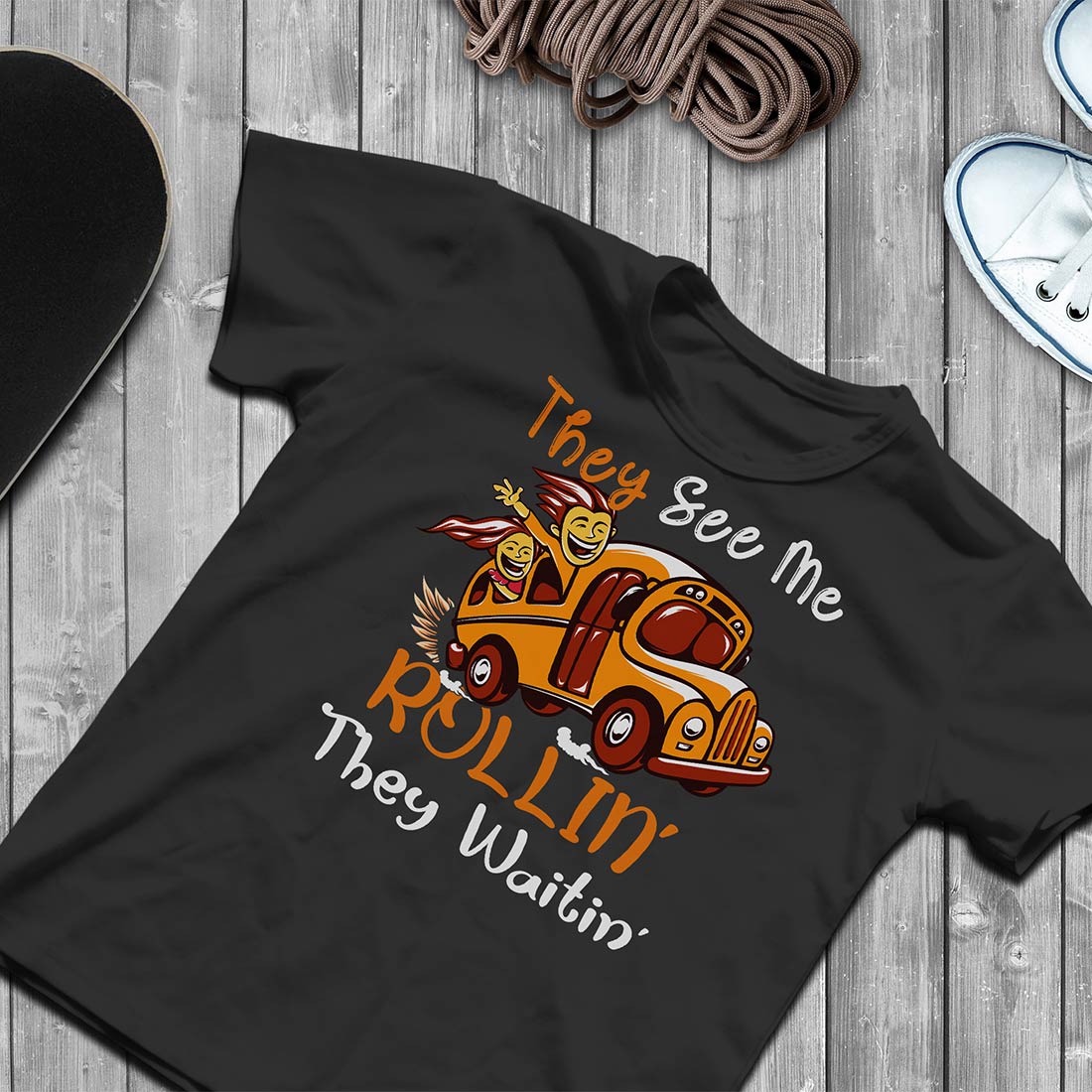 They See Me Rollin Funny School Bus T shirt cover image.
