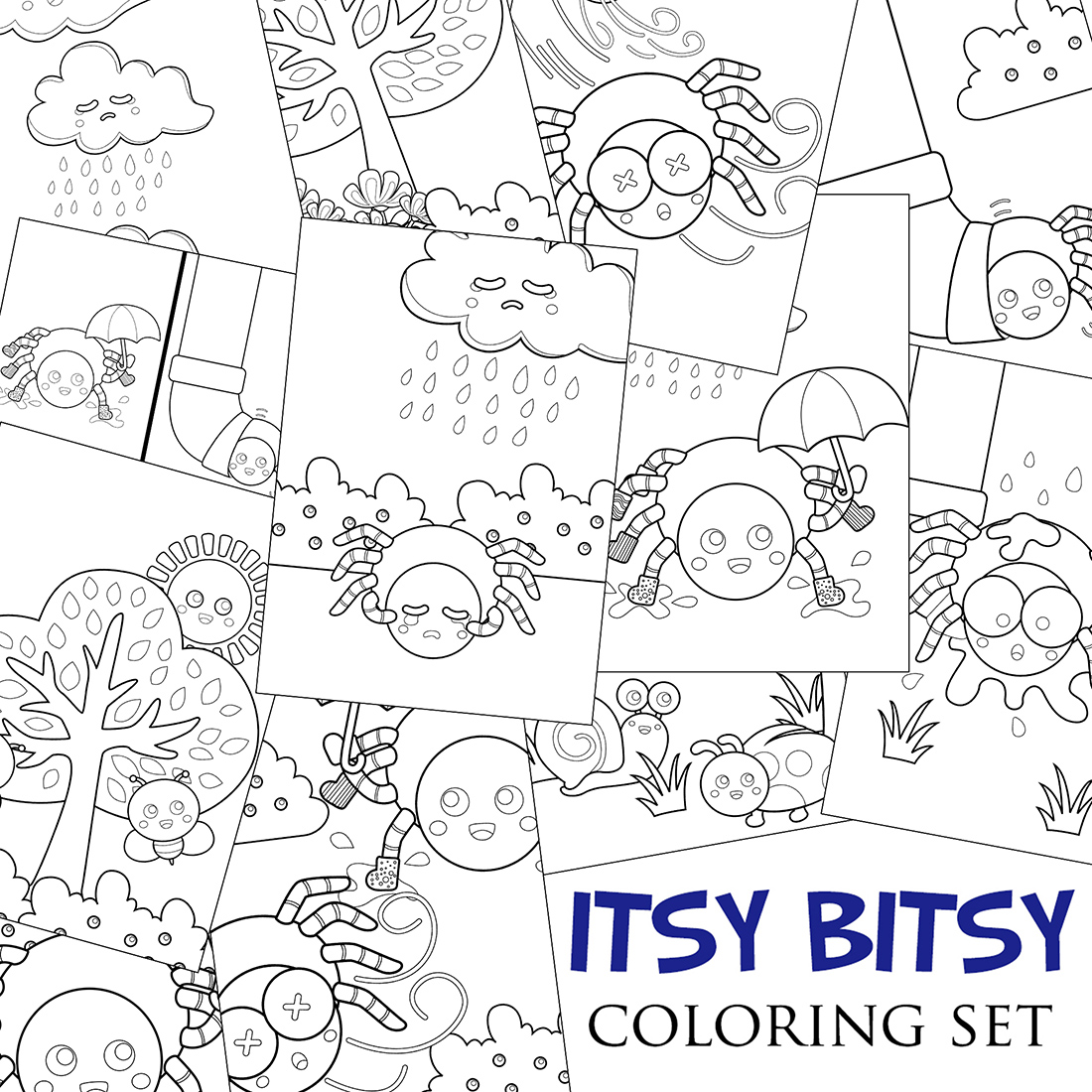 Itsy Bitsy Spider Kids Bedtime Story Classic Rhymes Coloring Pages Activity For Kids And Adult cover image.