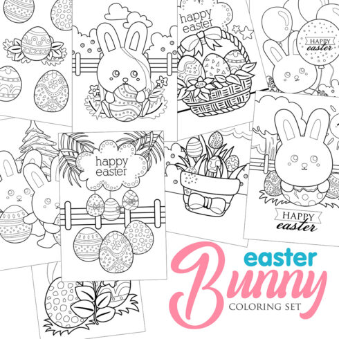 Easter Bunny Holiday Eggs Coloring Pages Activity For Kids And Adult cover image.