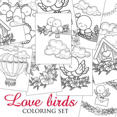 Love Birds Lovely Coloring Pages Activity For Kids And Adult cover image.