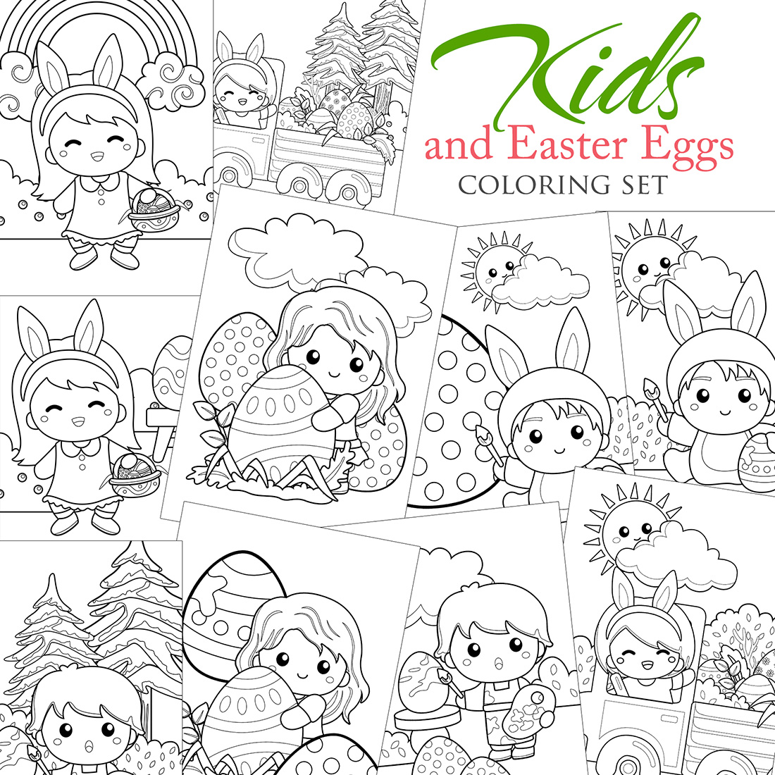 Holiday Easter Eggs Coloring Pages Activity For Kids And Adult cover image.